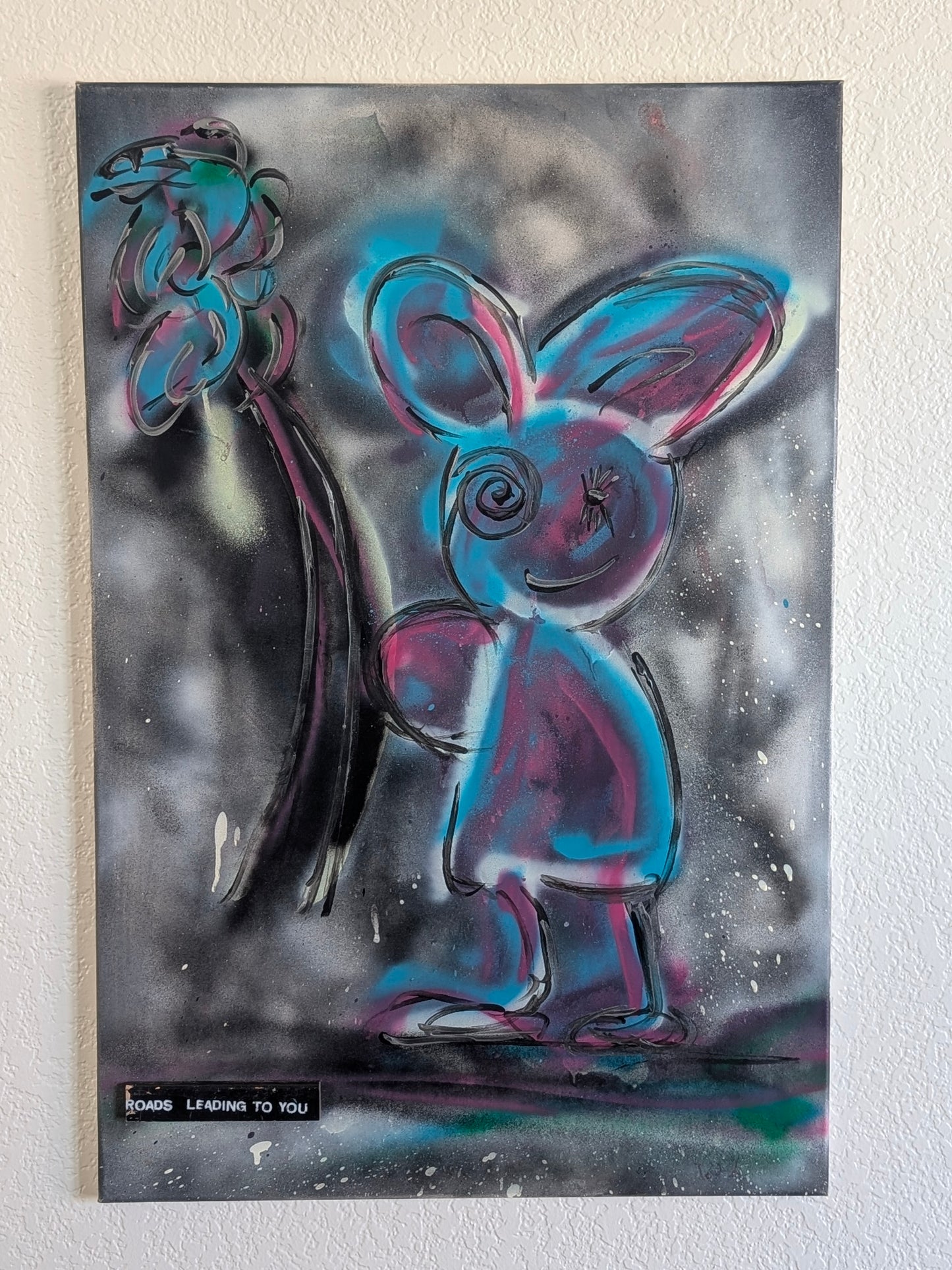 Spray Paint Bunny - Pink & Blue